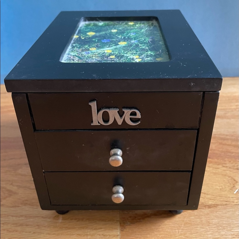 GUC Wooden Jewelry Box with 2 Storage Drawers Organizer